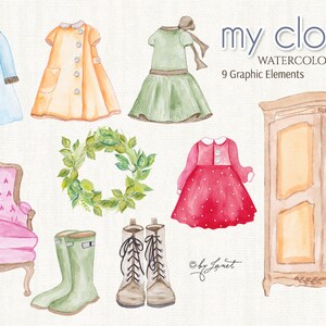 My Clothes Watercolor Elements PNG file image 2