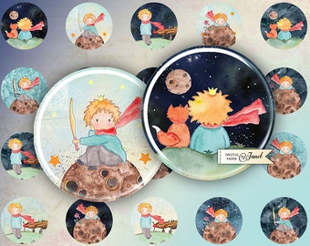 The Little Boy - circles image - digital collage sheet - 1 x 1 inch - Printable Download