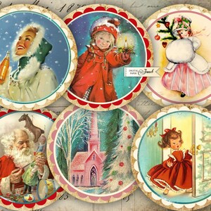 Christmas Time, 2.5 inch, Circles Stickers, Junk Journal, Ephemera, DIY Craft, Christmas Project, Cupcake Toppers, Christmas Decorations