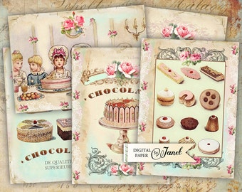 Sweet Cards - digital collage sheet - set of 8 - Printable Download