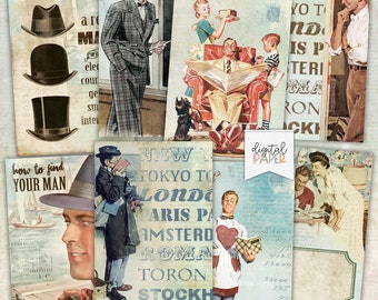 Big Boys - MEN - digital collage sheet - set of 8 - Printable Download
