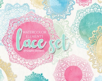 Pastel Lace Doilies PNG, Watercolor Lace Circles, Oval Lace Clipart, Sublimation Mug Design, Cricut Cut Files, Shabby Chic Wedding Decor
