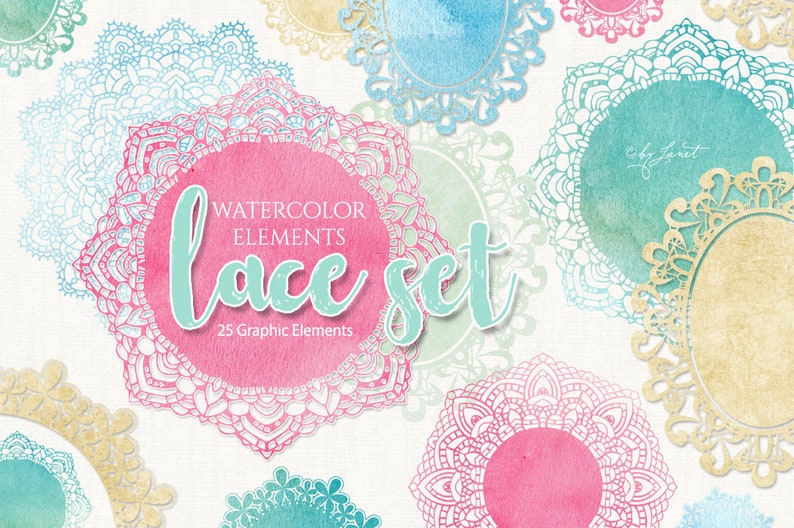 Lace Set  25 Graphic Elements  PNG file  Printable Download image 1