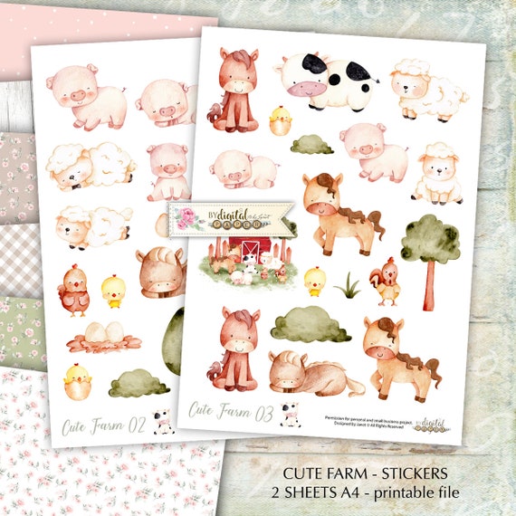 Cute Animals Farm Kit Di Scrapbooking Stampabili Adesivi Toppers Carta  Scrapbooking Art File Forniture Artigianali -  Israel