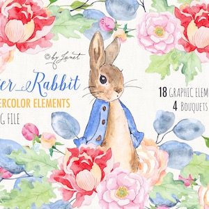 Peter Rabbit, file PNG, clipart acquerello, illustrazione di Peter Rabbit, file Cricut, cuccioli di animali, Peter Rabbit stampabile image 1