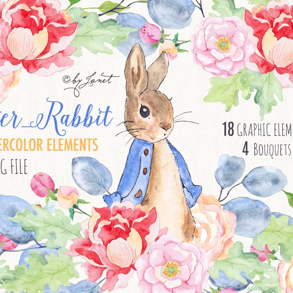 Peter Rabbit, file PNG, clipart acquerello, illustrazione di Peter Rabbit, file Cricut, cuccioli di animali, Peter Rabbit stampabile