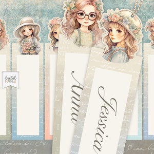 Cottage Girl, marcadores, marcadores para impressão, arquivo PNG, arquivo ART, coisas efêmeras, artesanato faça você mesmo, suprimentos Cricut, scrapbooking, marcadores digitais