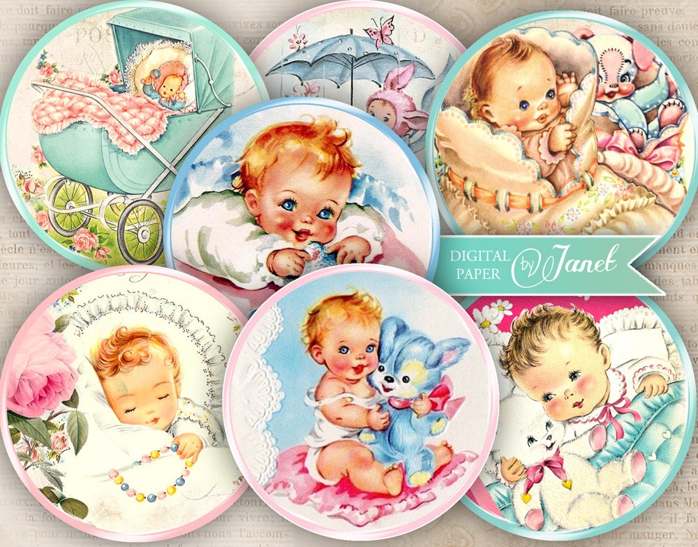 BABY Party 2.5 Inch Circles Set of 12 Digital Collage - Etsy