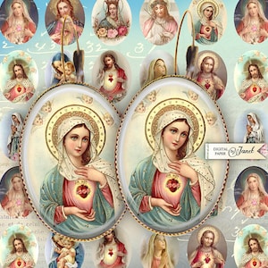 Immagine sacra, immagine ovale, 18 x 25 mm, immagine stampabile per cabochon, cabochon ovale, vetro pendente, gioielli fatti a mano