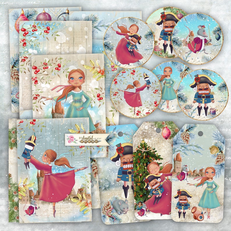 Nutcrackers Story Cards digital collage sheet Art File image 0