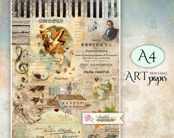 Fryderyk Chopin - Large Image - digital collage sheet - Printable Download - Art Poster