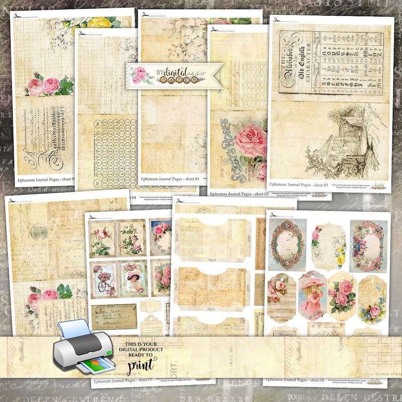 Ephemera Journal Pages Junk Journal Envelopes and Cards - Etsy