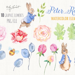 Peter Rabbit, file PNG, clipart acquerello, illustrazione di Peter Rabbit, file Cricut, cuccioli di animali, Peter Rabbit stampabile image 2