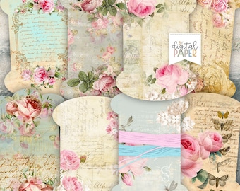Vintage Thread Spool Cards, Ribbon, Lace, Vintage Ephemera, Junk Journal, Sewing Spool Tag, Cardmaking, Paper Craft, Printable Collage