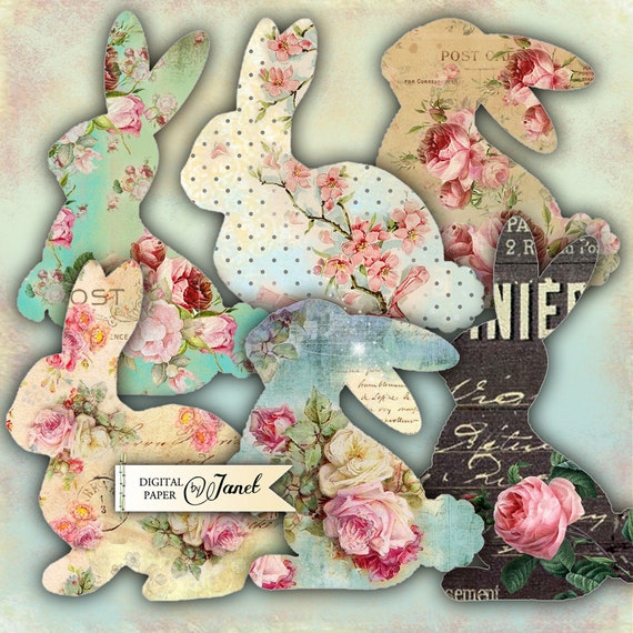 Digital Collage Sheet:Bunnies Guys and Gals