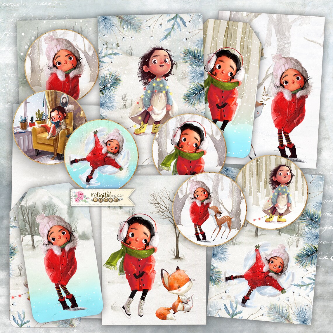 Winter Story  Scrapbooking Kits  digital collage sheet  Art image 0
