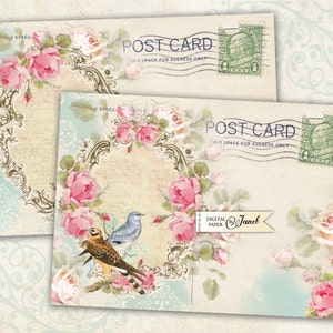 Art Mail, Vögel, druckbare Postkarte, Junk Journal, Scrapbooking Verzierungen, Journalkarten, Grußkarte, Vintage Ephemera, Papierhandwerk