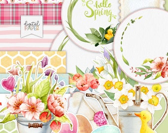 Happy Easter - Printable Scrapbooking Kits - Stickers - Toppers - Scrapbooking Paper - Art File - Craft Supplies