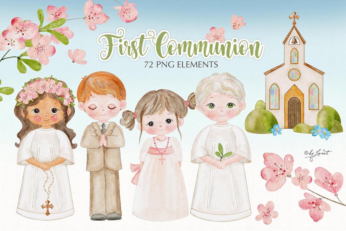First Communion  religion icons  girl and boy firts zdjęcie 1