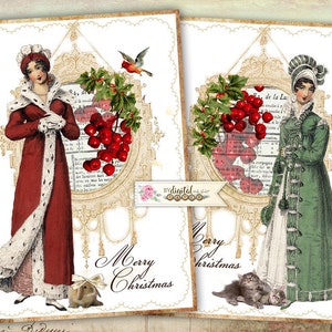 Natale Jane Austen - Cartolina - set di 2 - Stampabile Download