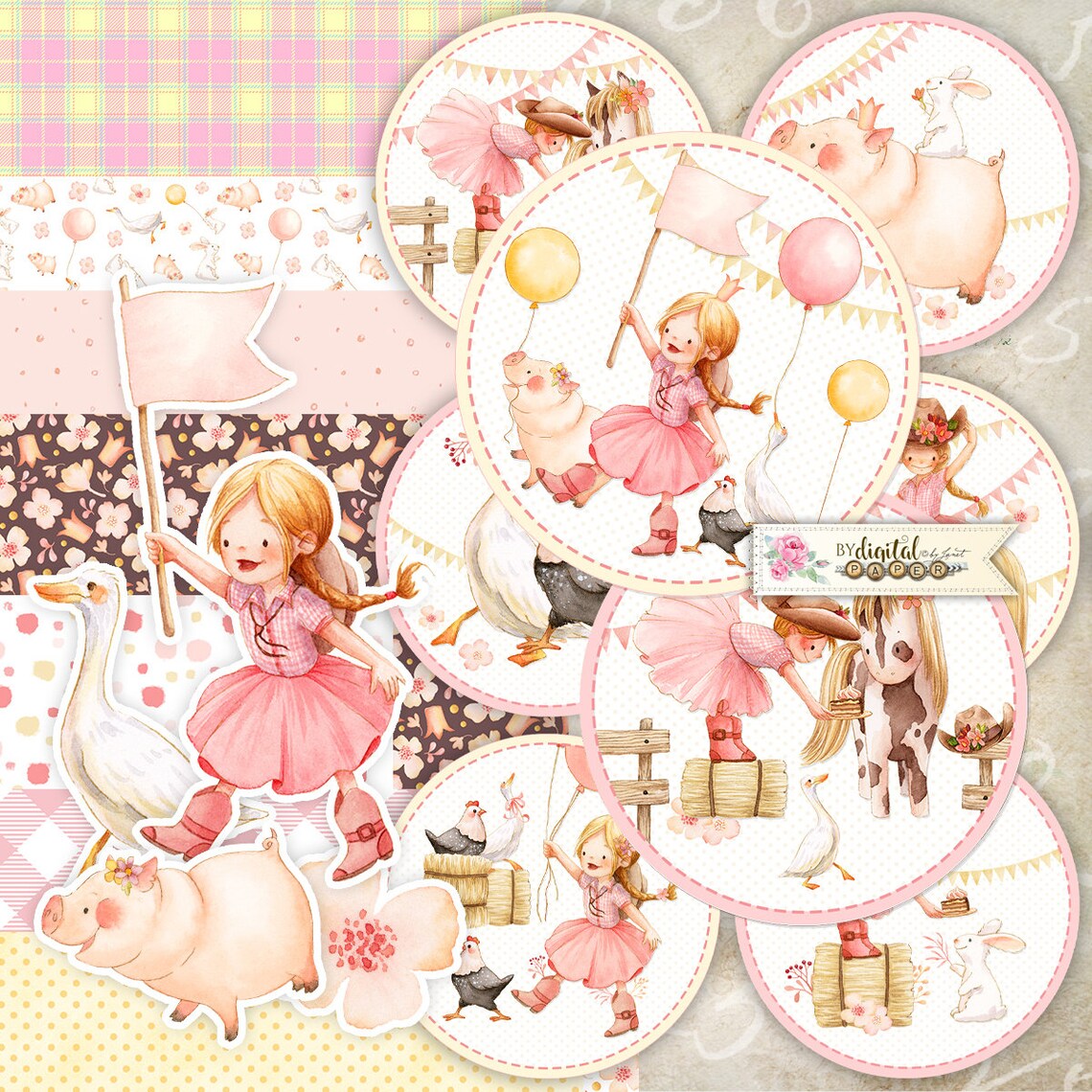 Party DAY  Cute Cowgirl  Printable Scrapbooking Kits  zdjęcie 1