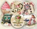 Alice in Wonderland - 2.5 inch circles - set of 12 - digital collage sheet - pocket mirrors, tags, scrapbooking, cupcake toppers 