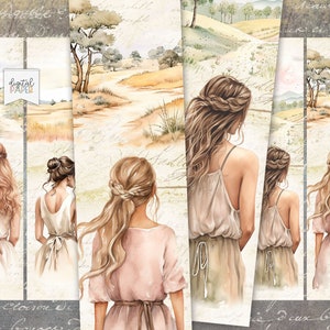 Fille bohème, signets imprimables, fichier PNG, traceur machine, éphémères, travaux de bricolage, fichier Cricut, scrapbooking, signet numérique, téléchargement simple