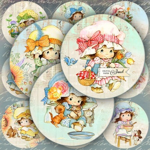 Niedliche kleine Mädchen, 2,5 Zoll, Etiketten, Aufkleber, druckbare Topper, Kartenherstellung, Tags, Scrapbooking, Aufkleber, Ephemera, DIY Craft