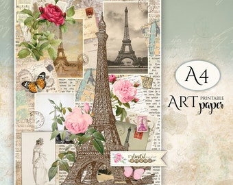 Paris - Large Image - digital collage sheet - Printable Download
