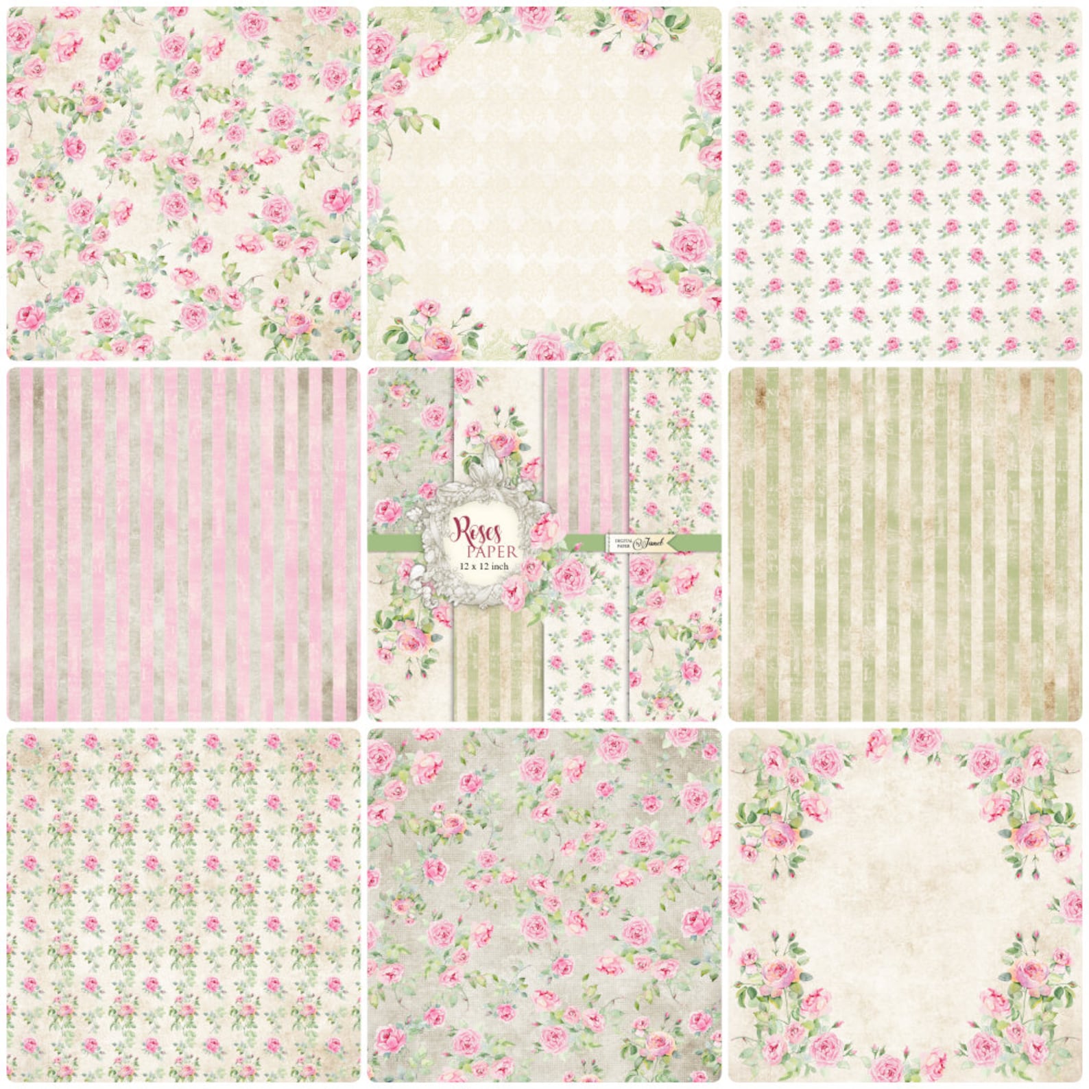 ROSES Paper Scrapbooking Printable Paper 12 X 12 Inch - Etsy