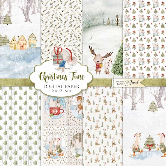 12 Sheets Christmas Scrapbooking Papers for Card Making DIY Scrapbook  Handmade Crafts Supplies Decorative Background Paper