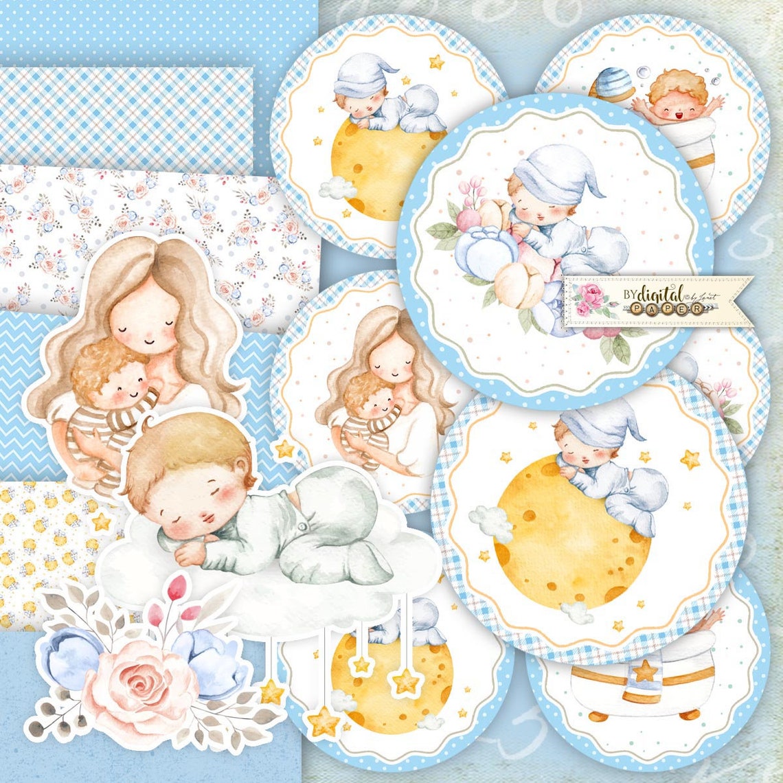 Cute BOY  Zestawy do scrapbookingu do druku  Naklejki  zdjęcie 1