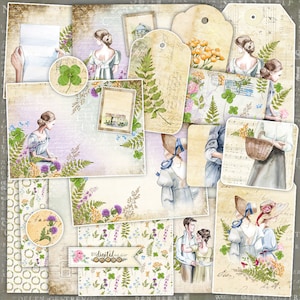 Piccola Donna - Pagine Diario - Junk Journal - 13 fogli - File d'arte - Download stampabile
