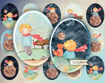 The Little Boy - oval image - 30 x 40 mm - digital collage sheet - Printable Download