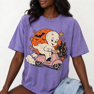 Vintage Ghost Scooter Halloween T-Shirt | Retro Y2K Graphic Tee, Vintage Casper Shirt