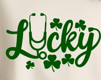 Nurse St. Patrick’s Day SVG PNG, Lucky Nurse Stethoscope Shamrock Design, St. Paddy’s Day Medical Shirt Cut File, Instant Digital Download