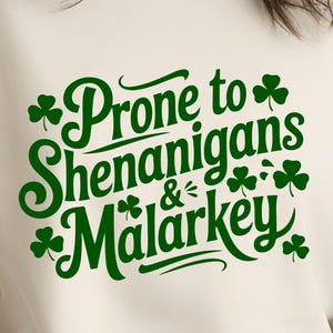 Shenanigans SVG PNG, Funny St. Patrick&#39;s Day Cut File, Irish Clover Shamrock Design, Lucky Sublimation for T-Shirts & Decor,Instant Download