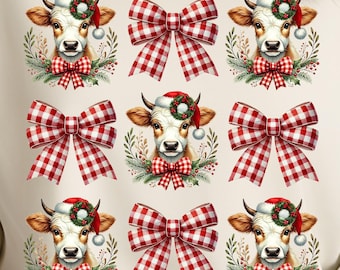 Christmas Coquette Highland Cow png, Western Christmas png, Highland Cow png, Christmas Sublimation Design png, Merry xmas png