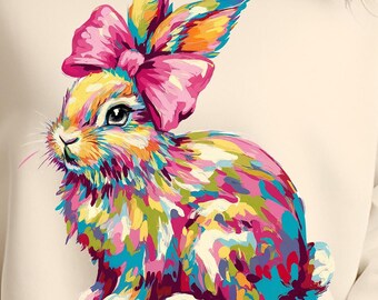 Easter Bunny Coquette PNG Happy Easter PNG, Coquette Bunny PNG Bow Easter Day Png Brushstroke Girls Kids Easter Png, Easter Sublimation