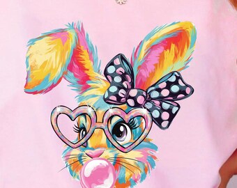 Easter Bunny Coquette PNG Happy Easter PNG, Coquette Bunny PNG Bow Easter Day Png Brushstroke Girls Kids Easter Png, Easter Sublimation