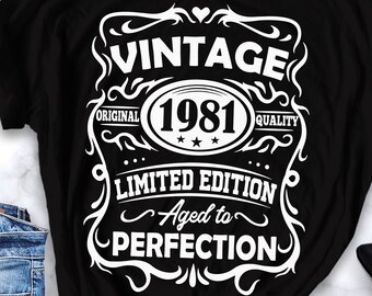 Vintage 1981 Svg, 41th birthday Aged to perfection svg, 41 years old birthday svg, Vintage birthday svg, Limited edition Svg Cricut Cut File