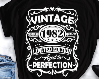 Vintage 1982 Svg, 40th birthday Aged to perfection svg, 40 years old birthday svg, Vintage birthday svg, Limited edition Svg Cricut Cut File