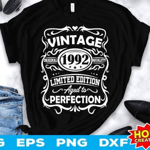 Vintage 1992 Svg, 30th birthday Aged to perfection svg, 30 years old birthday svg, Vintage birthday svg, Limited edition Svg Cricut Cut File