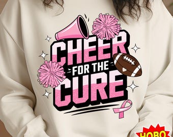 Borstkankervoetbal png-sublimatieontwerpen Bewustzijn met roze lint, cheer for the cure png, cheerleader png, ontwerp van roze oktober