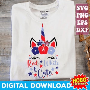 4th of July SVG, Unicorn SVG, Patriotic Unicorn SVG, Red white and cute svg, Girl 4th of july svg png cricut cut file digital download