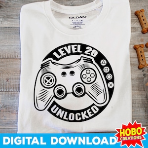 Level 20 Unlocked SVG, 20. Geburtstag SVG, Videospiele SVG Geburtstag Gamer SVG, Game Controller SVG, Gaming SVG PNG Cricut Datei