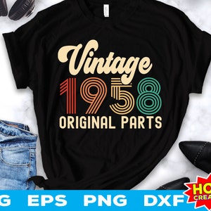 Peças originais vintage 1958 svg 64º aniversário svg 64 anos aniversário svg Aniversário vintage svg 64 festa de aniversário svg Arquivo de corte cricut