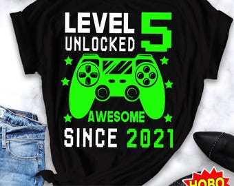 Level 5 Unlocked SVG, 5th Birthday Boy Gamer, 5 Years Old svg, Video Game svg Controller Gamepad Cricut Cut File Digital Download