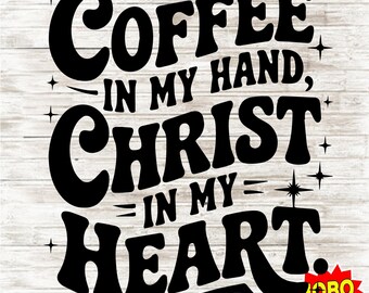 Christian Fall Svg Coffee And Jesus Png Retro Faith Shirt Design for Christian Women Religious Sublimation File for Cricut Silhouette