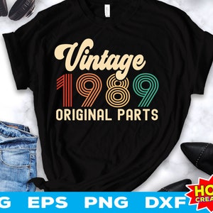 Peças originais vintage 1989 svg 33º aniversário svg 33 anos aniversário svg Aniversário vintage svg 33 festa de aniversário svg Arquivo de corte cricut